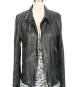 women's black napa leather biker jacket classic moto zip style signature