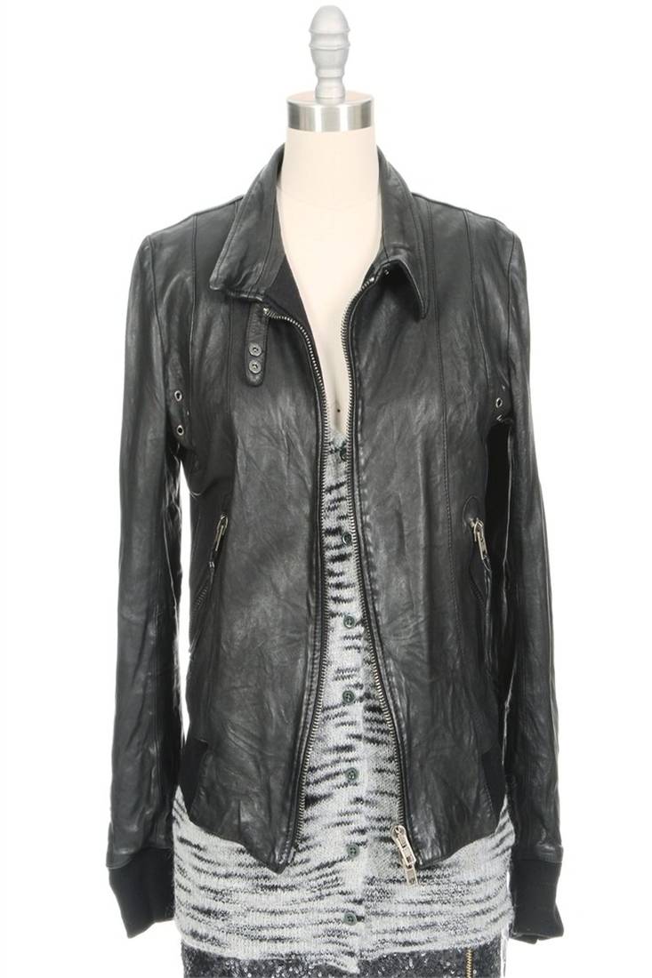 Women black 100% lambskin leather jacket biker motorcycle napa leather jacket-lc-102