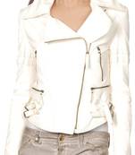Women white 100% lambskin leather jacket biker motorcycle napa leather jacket-lc-103