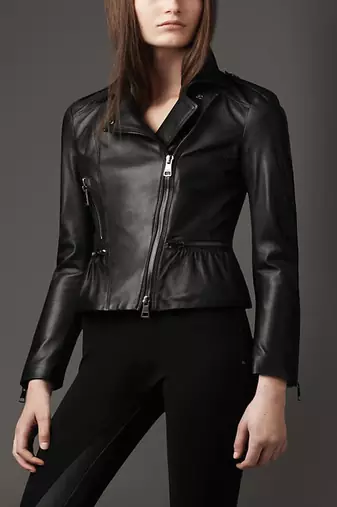 Women black 100% lambskin leather jacket biker motorcycle napa leather jacket-lc-104