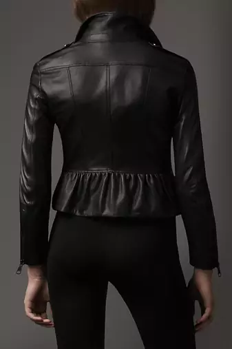 women's black napa leather biker jacket classic moto zip style unique