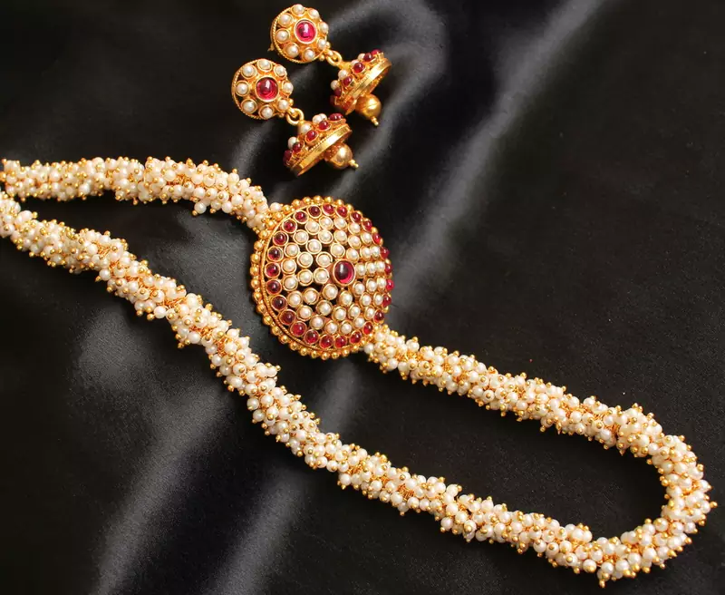 AWESOME MULTICOLOUR PEARL CLUSTER HAAR SET-DJ00913
