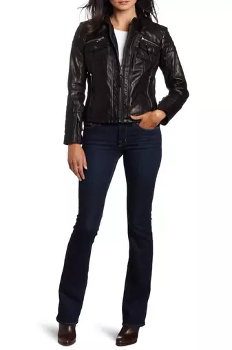 Women black 100% lambskin leather jacket biker motorcycle napa leather jacket-lc-106