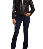 women's black napa leather biker jacket classic moto zip style original