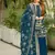 Teal faux georgette readymade suit with embroidery & moti work