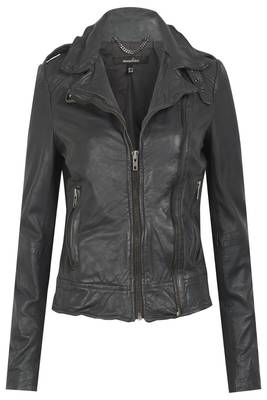 women's black napa leather biker jacket classic moto zip style high quality 1