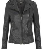 women's black napa leather biker jacket classic moto zip style high quality