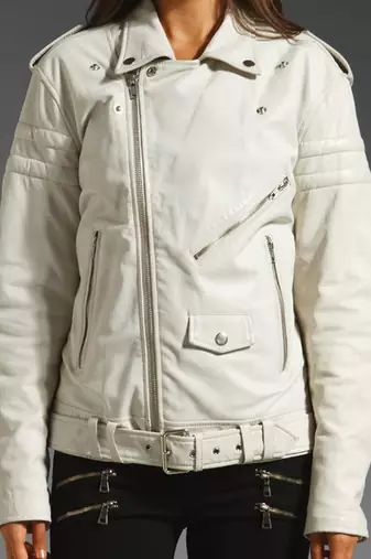 Women white 100% lambskin leather jacket biker motorcycle napa leather jacket-lc-108