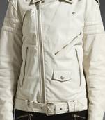 women's white napa leather biker jacket classic moto zip style premium