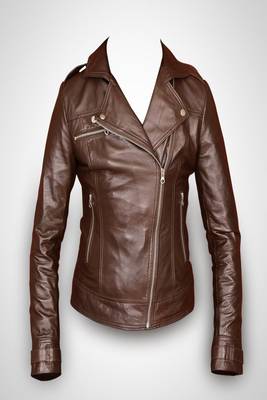 women's brown napa leather biker jacket classic moto zip style modern 1