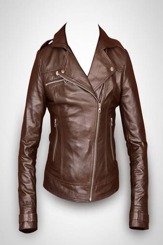 Women brown 100% lambskin leather jacket biker motorcycle napa leather jacket-lc-109