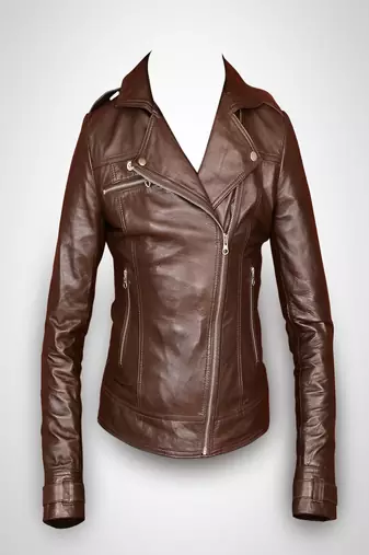 Women brown 100% lambskin leather jacket biker motorcycle napa leather jacket-lc-109