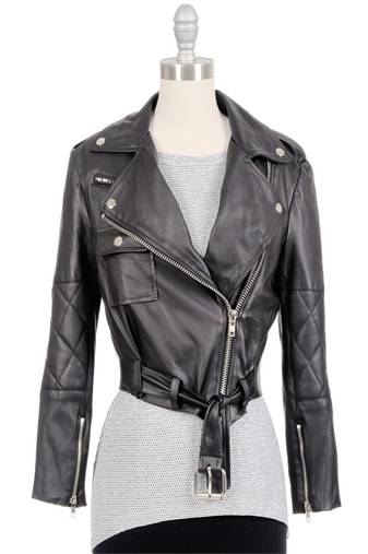 Women black 100% lambskin leather jacket biker motorcycle napa leather jacket-lc-110