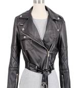 women's black napa leather biker jacket classic moto zip style top grade