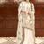 Off white faux georgette readymade suit with embroidery & moti work