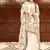 Off white faux georgette readymade suit with embroidered moti 