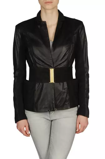 Women black 100% lambskin leather jacket biker motorcycle napa leather jacket-lc-113