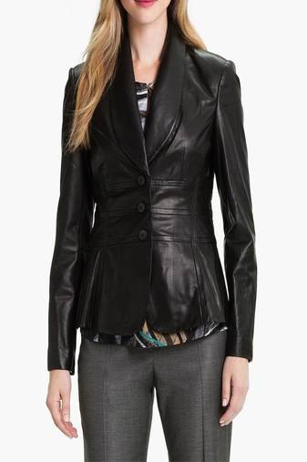Women black 100% lambskin leather jacket biker motorcycle napa leather jacket-lc-114