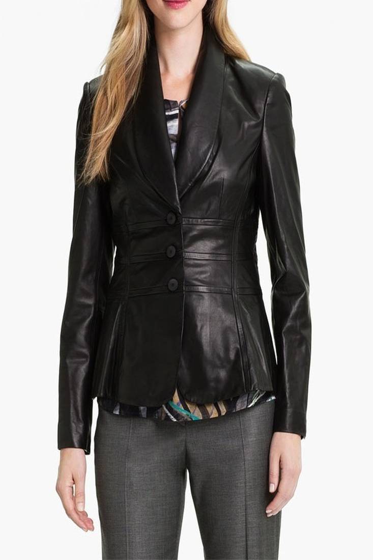 Women black 100% lambskin leather jacket biker motorcycle napa leather jacket-lc-114