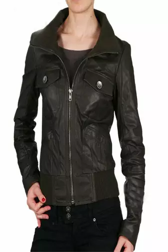 Women black 100% lambskin leather jacket biker motorcycle napa leather jacket-lc-115