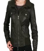 women's black napa leather biker jacket classic moto zip style advanced