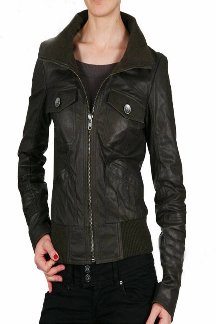 Women black 100% lambskin leather jacket biker motorcycle napa leather jacket-lc-115