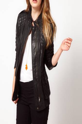 Women black 100% lambskin leather jacket biker motorcycle napa hood leather jacket-lc-117