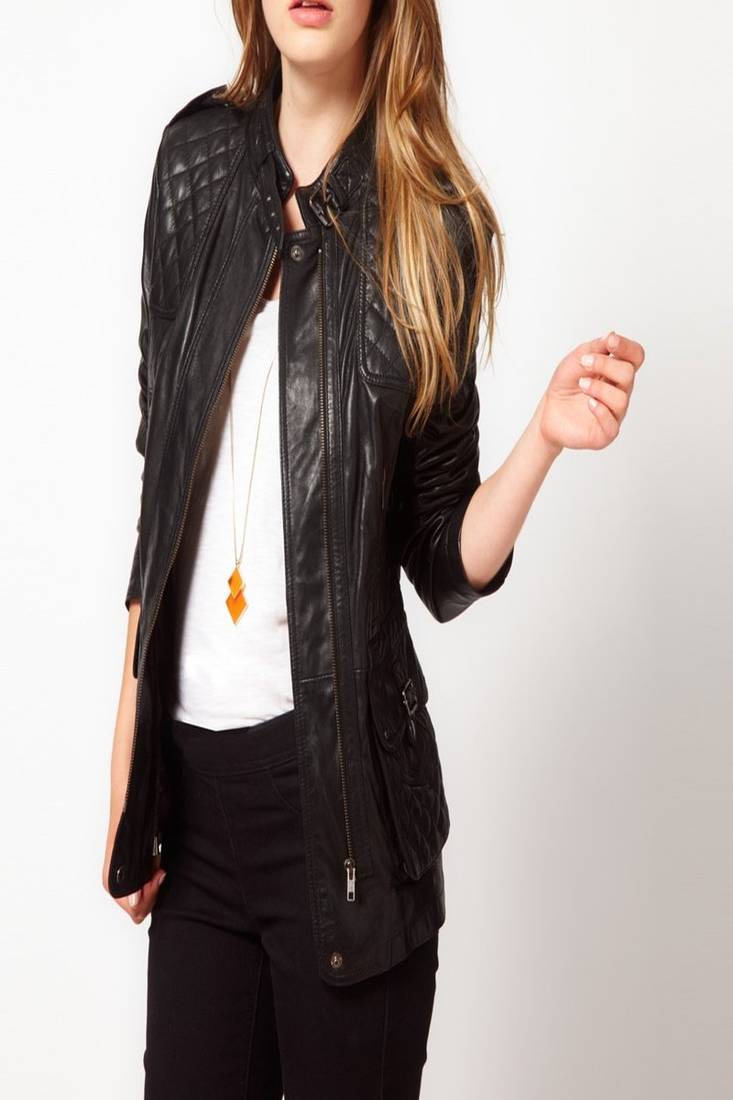 Women black 100% lambskin leather jacket biker motorcycle napa hood leather jacket-lc-117