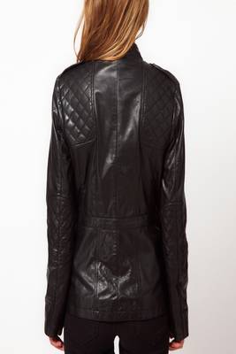 women's black napa leather biker jacket hooded biker silhouette premium 2