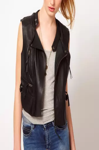 Women black 100% lambskin leather jacket biker motorcycle napa sleeveless leather jacket-lc-118