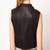 Women black 100% lambskin leather jacket biker motorcycle napa sleeveless leather jacket-lc-118