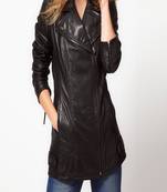 women's black napa leather biker jacket classic moto zip style featured