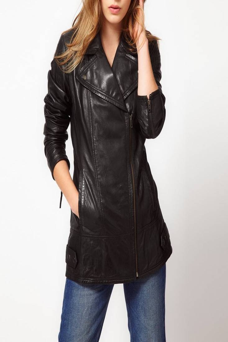 Women black 100% lambskin leather jacket biker motorcycle napa leather jacket-lc-119