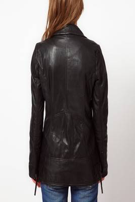women's black napa leather biker jacket classic moto zip style featured 2