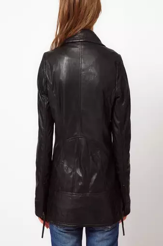 women's black napa leather biker jacket classic moto zip style featured