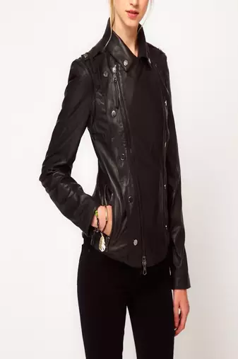 Women black 100% lambskin leather jacket biker motorcycle napa leather jacket-lc-121