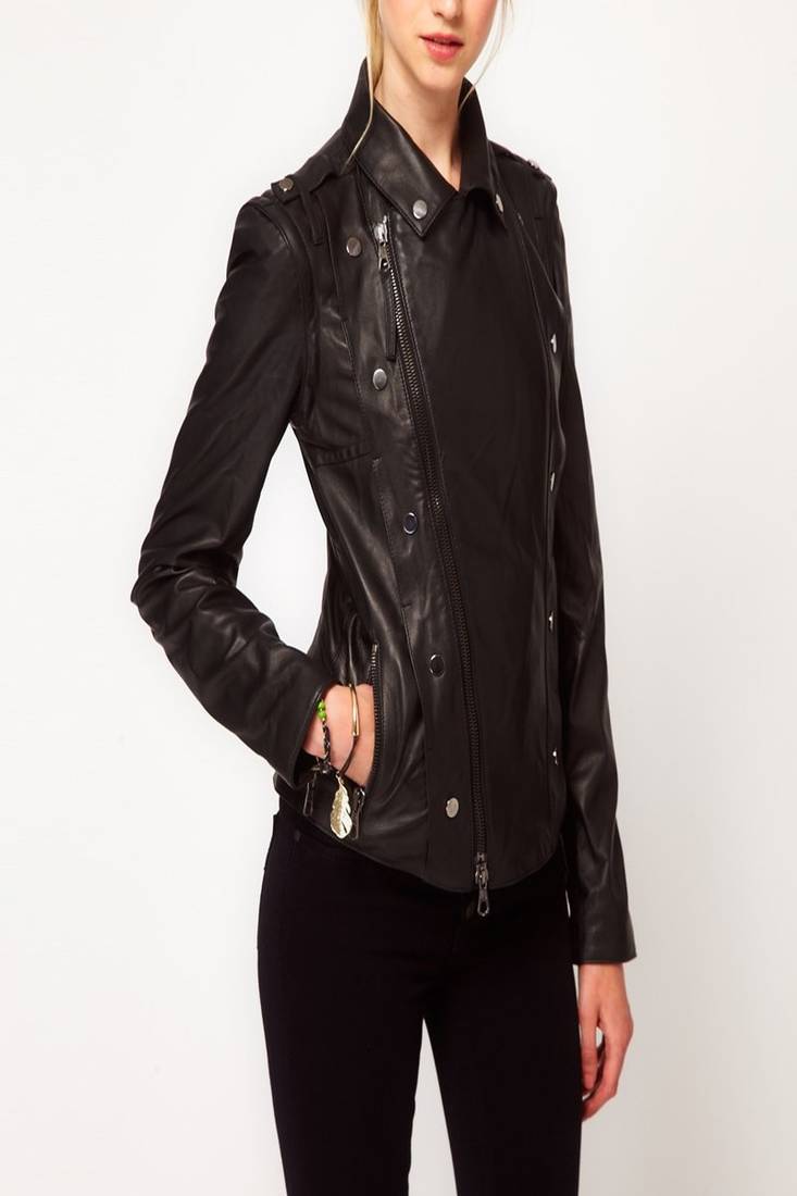 Women black 100% lambskin leather jacket biker motorcycle napa leather jacket-lc-121