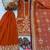 Orange faux georgette readymade suit with embroidery & moti work