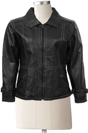 Women black 100% lambskin leather jacket biker motorcycle napa leather jacket-lc-125