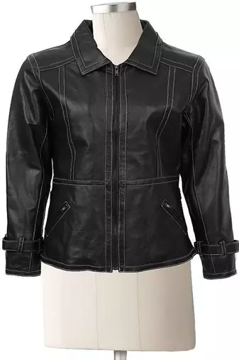 Women black 100% lambskin leather jacket biker motorcycle napa leather jacket-lc-125