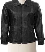 women's black napa leather biker jacket classic moto zip style premium stylish