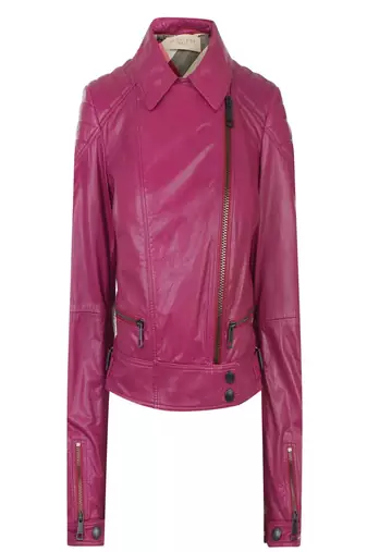 women's pink napa leather biker jacket classic moto zip style