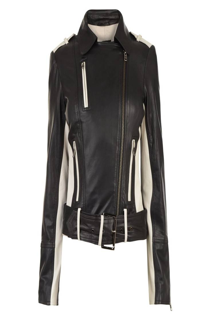 Women black 100% lambskin leather jacket biker motorcycle napa leather coatlc-131