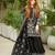Black faux georgette readymade suit with embroidery & moti work