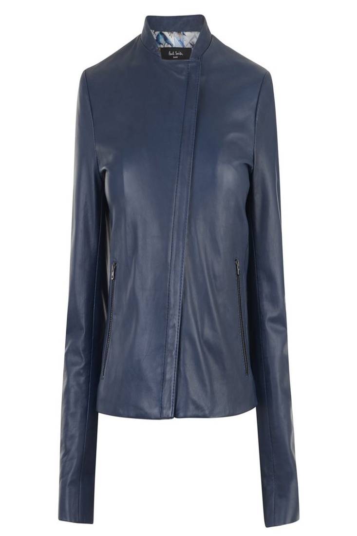 Women navy blue 100% lambskin leather jacket biker motorcycle napa leather coatlc-135
