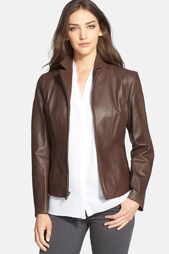 women's black napa leather biker jacket classic moto zip style premium versatile