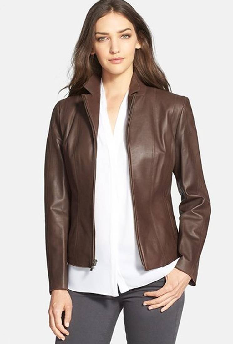 Women black 100% lambskin leather jacket biker motorcycle napa leather coatlc-138