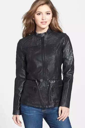 Women black 100% lambskin leather jacket biker motorcycle napa leather coatlc-139