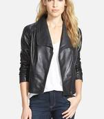 women's black napa leather biker jacket classic moto zip style premium distinctive