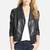 Women black 100% lambskin leather jacket biker motorcycle napa leather coatlc-140